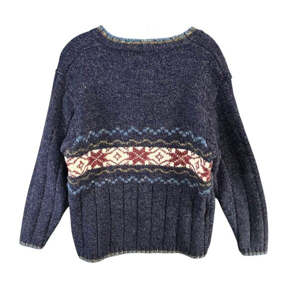 Vintage Y2K Fair Isle Sweater Women 1X Blue Snowflake Holiday Retro Winter Cabin - Picture 6 of 14